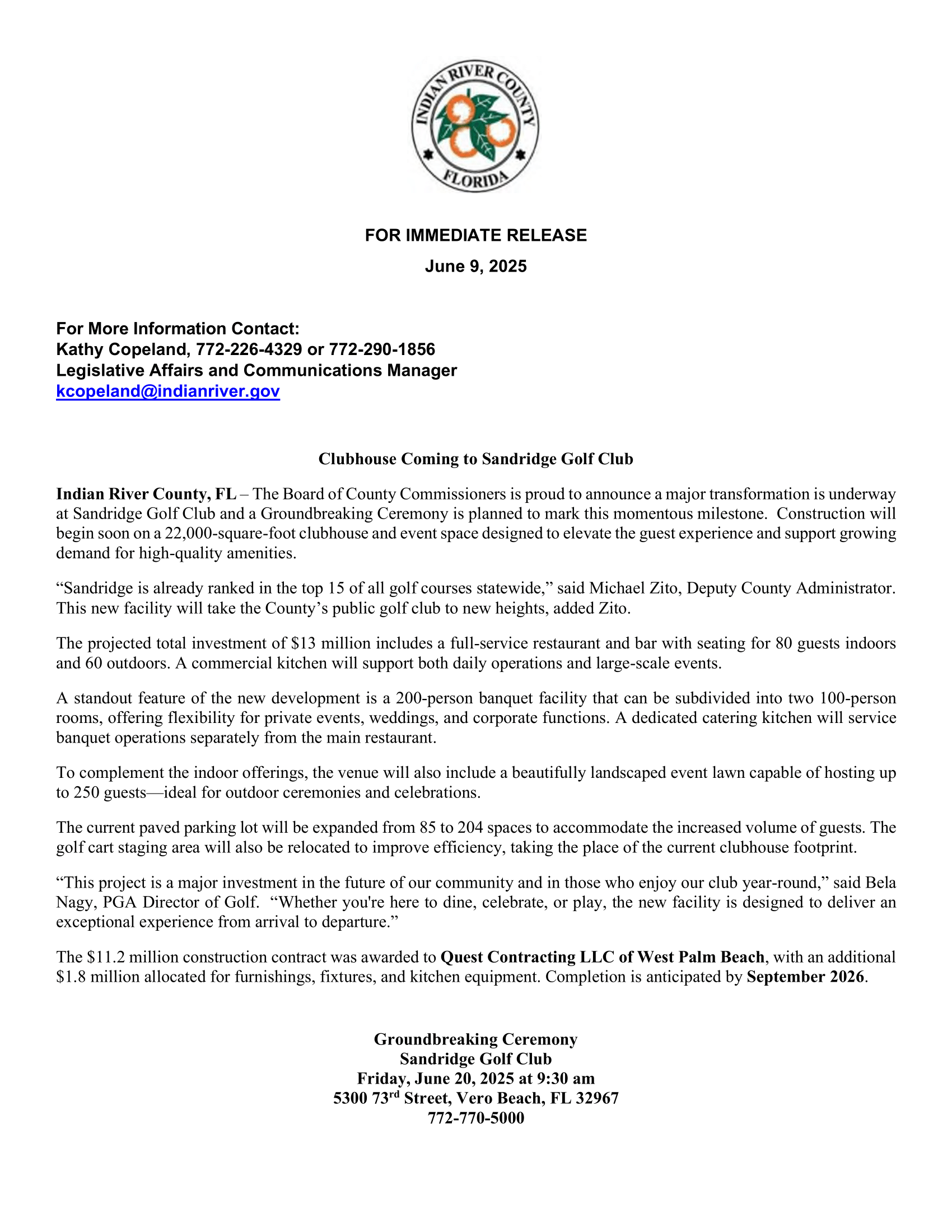 Press Release Sandridge Groundbreaking